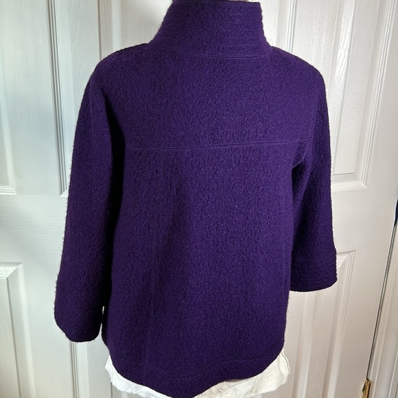 Sandro Sportswear Size 2 Plum Cropped 100% Wool Jacket - Picture 4 of 7